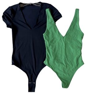 Bundle of 2 Deep V-Neck Bodysuits - Babaton/Dynamite